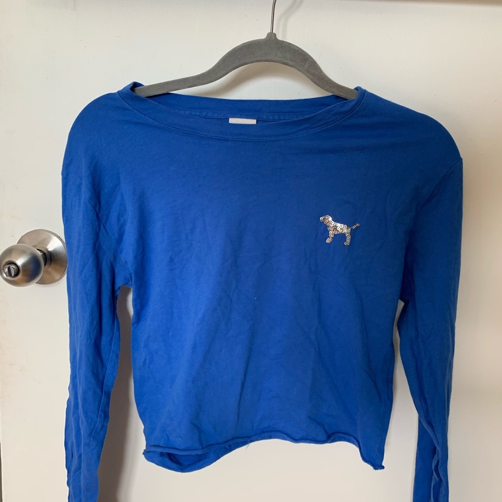 PINK Blue Cropped Sweater
